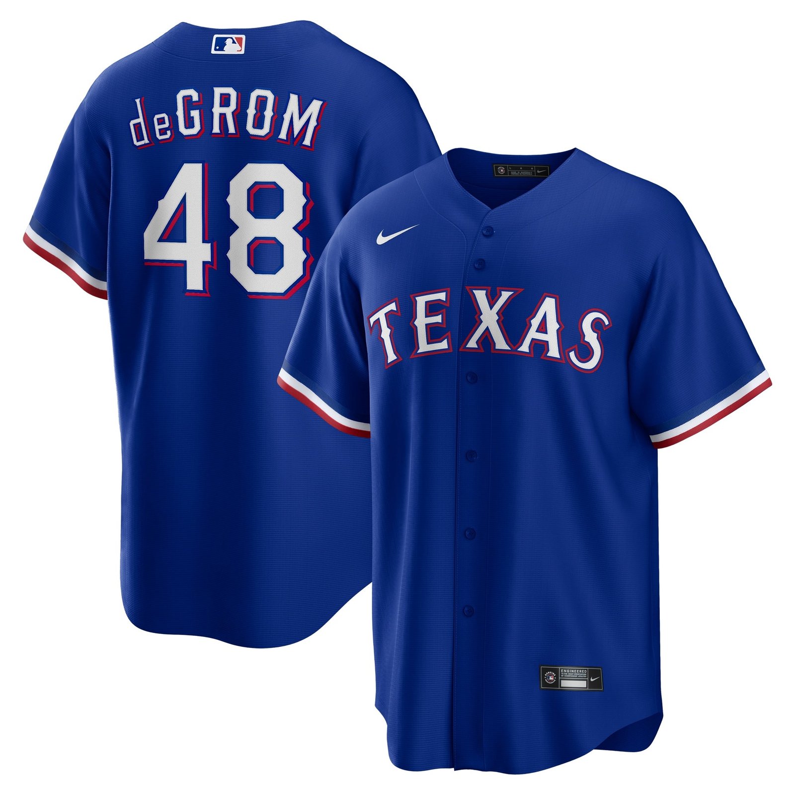 Jacob deGrom Texas Rangers Nike Home Replica Player Jersey - White/Royal