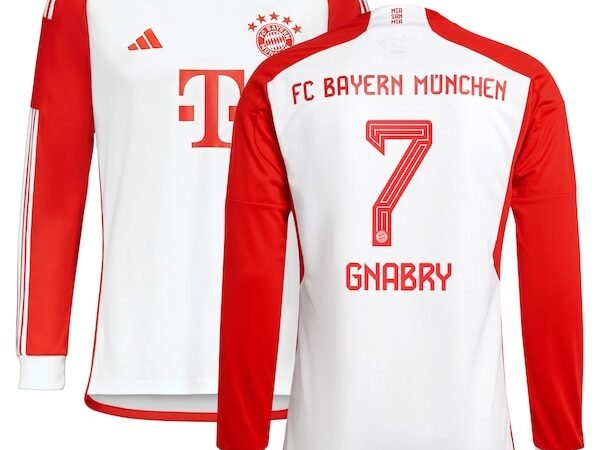 Serge Gnabry Bayern Munich adidas 2023/24 Home Replica Long Sleeve Jersey - White