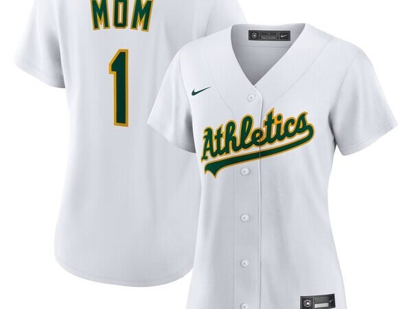 Athletics Nike Women's #1 Mom Home Replica Jersey - White