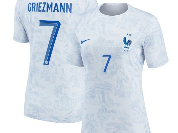 Antoine Griezmann France National Team Nike Women's 2022/23 Away Breathe Stadium Replica Jersey - White