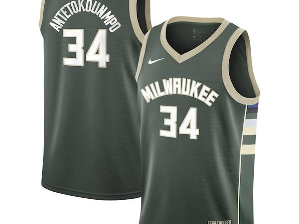 Giannis Antetokounmpo Milwaukee Bucks Nike Youth Swingman Jersey - Icon Edition - Hunter Green