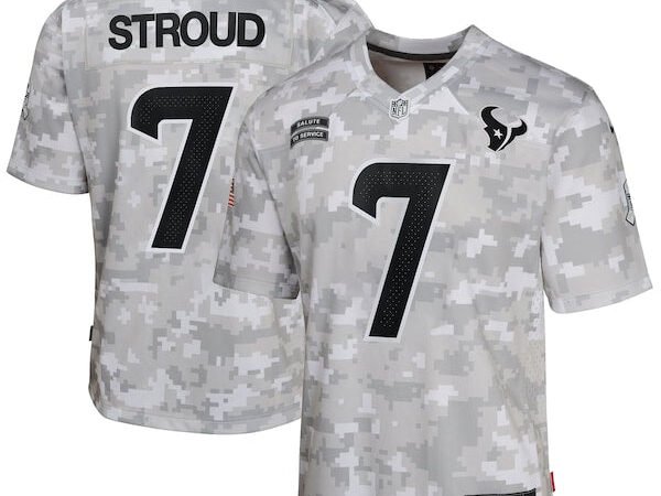 C.J. Stroud Houston Texans Nike Youth 2024 Salute to Service Game Jersey - Arctic Camo
