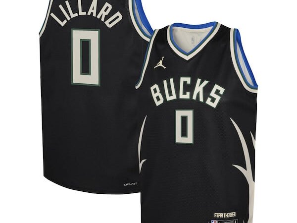 Damian Lillard Milwaukee Bucks Jordan Brand Youth Swingman Jersey - Statement Edition - Black