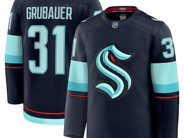 Philipp Grubauer Seattle Kraken  Home Premium Jersey - Deep Sea Blue