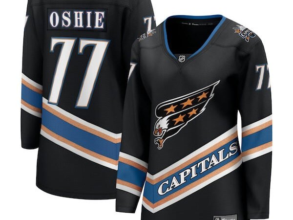 TJ Oshie Washington Capitals  Women's Alternate 50th Anniversary Premier Breakaway Player Jersey - Black/Navy