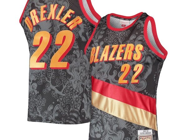 Clyde Drexler Portland Trail Blazers Hardwood Classics 1991/92 Lunar New Year Swingman Jersey - Black