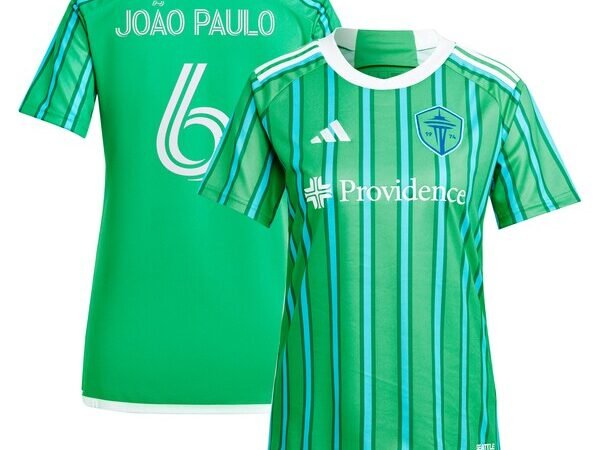 Joao Paulo Seattle Sounders FC adidas Women's 2024 The Anniversary Kit Replica Player Jersey – Green
