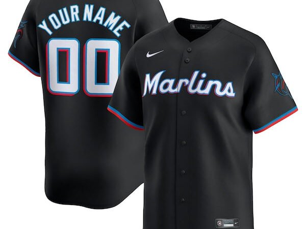 Miami Marlins Nike  Alternate Limited Custom Jersey – Black