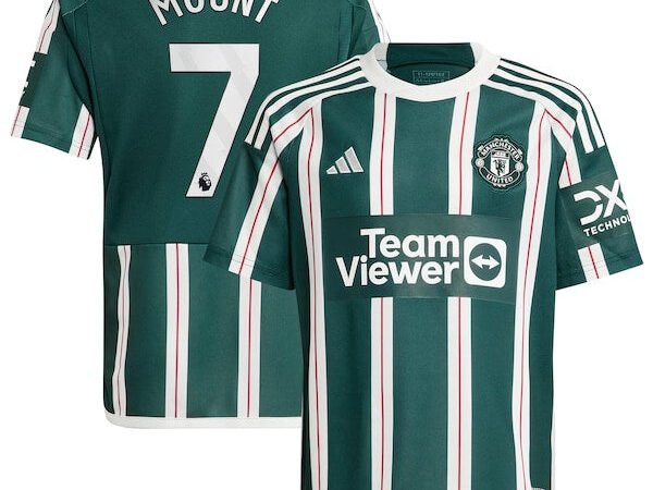 Mason Mount Manchester United adidas Youth 2023/24 Away Replica Player Jersey - Green/White