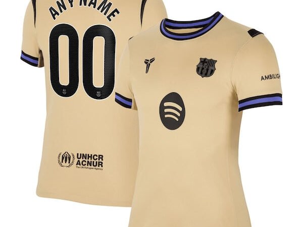 Barcelona Nike Women's 2025/26 Away Stadium Replica Custom Jersey - Gold/Orange