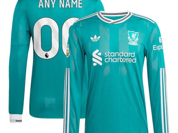 Liverpool adidas 2025/26 Third Authentic Long Sleeve Custom Jersey - Green