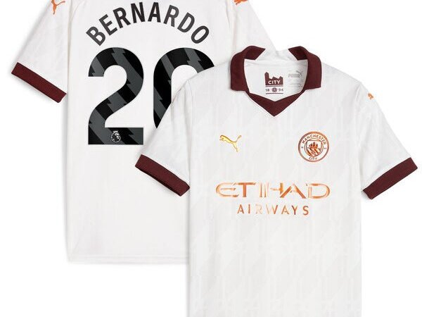 Bernardo Silva Manchester City Puma Youth 2023/24 Away Replica Jersey - White