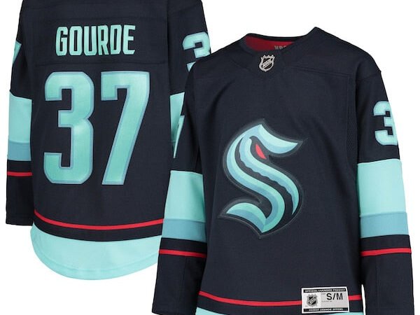Yanni Gourde Seattle Kraken Youth Home Premier Player Jersey - Deep Sea Blue