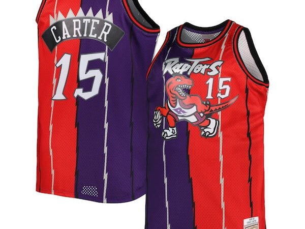 Vince Carter Toronto Raptors Big & Tall Hardwood Classics 1998/99 Split Swingman Jersey - Purple/Red