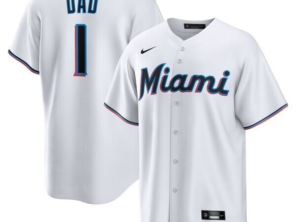 Miami Marlins Nike #1 Dad Home Replica Jersey - White