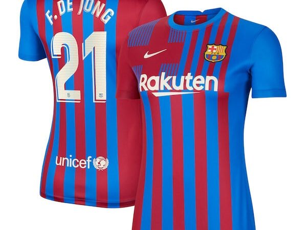 Frenkie de Jong Barcelona Nike Women's 2021/22 Home Replica Player Jersey - Blue
