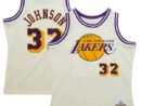 Magic Johnson Los Angeles Lakers Chainstitch Swingman Jersey - Cream