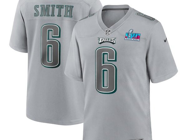 DeVonta Smith Philadelphia Eagles Nike Super Bowl LVII Patch Atmosphere Fashion Game Jersey - Gray