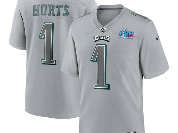 Jalen Hurts Philadelphia Eagles Nike Super Bowl LVII Patch Atmosphere Fashion Game Jersey - Gray