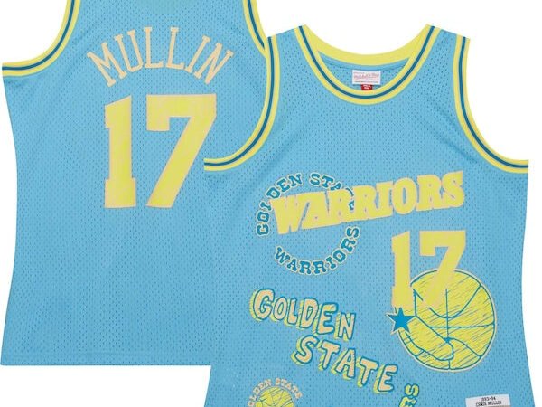 Chris Mullin Golden State Warriors  1993/94 Swingman Sidewalk Sketch Jersey - Light Blue
