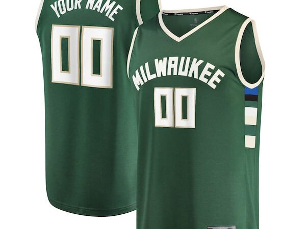 Milwaukee Bucks  Youth Fast Break Custom Replica Jersey Hunter Green - Icon Edition