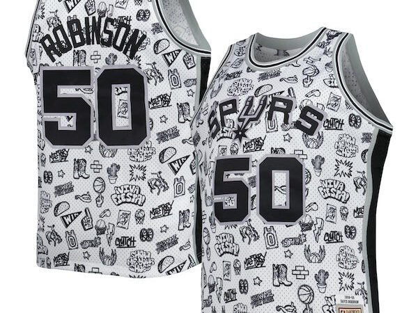 David Robinson San Antonio Spurs 1998/99 Hardwood Classics Doodle Swingman Player Jersey - White