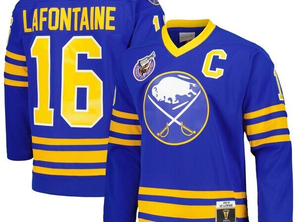 Pat LaFontaine Buffalo Sabres Captain Patch 1992/93 Blue Line Player Jersey - Royal