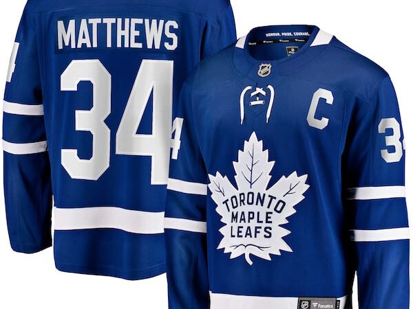 Auston Matthews Toronto Maple Leafs Captain Patch Home Breakaway Player Jersey - Blue