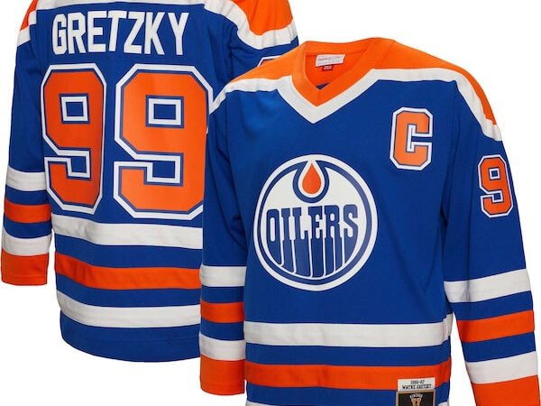 Wayne Gretzky Edmonton Oilers Captain Patch 1986/87 Blue Line Player Jersey - Royal