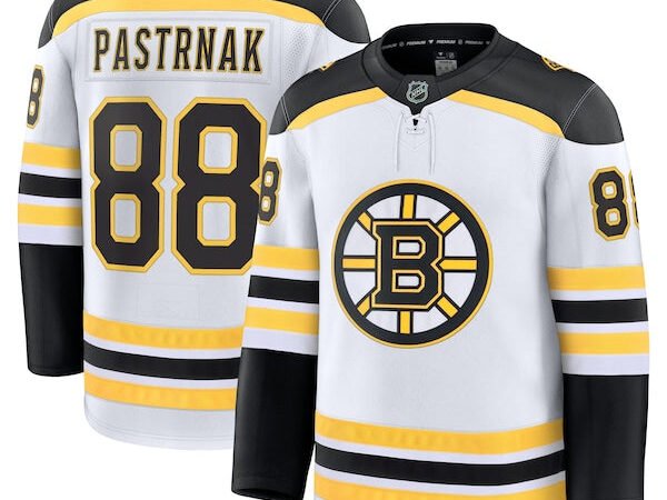 David Pastrnak Boston Bruins  Away Premium Jersey - White/Black