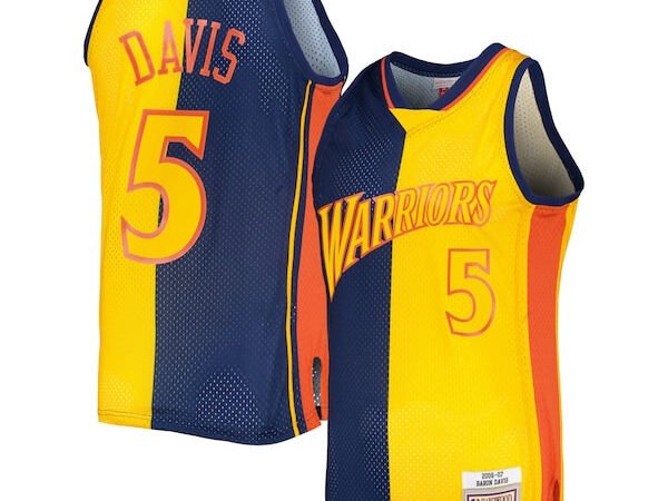 Baron Davis Golden State Warriors Hardwood Classics 2006/07 Split Swingman Jersey - Navy/Gold