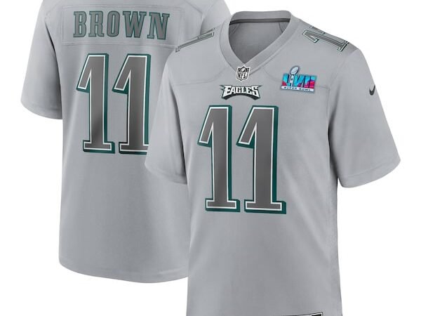 A.J. Brown Philadelphia Eagles Nike Super Bowl LVII Patch Atmosphere Fashion Game Jersey - Gray