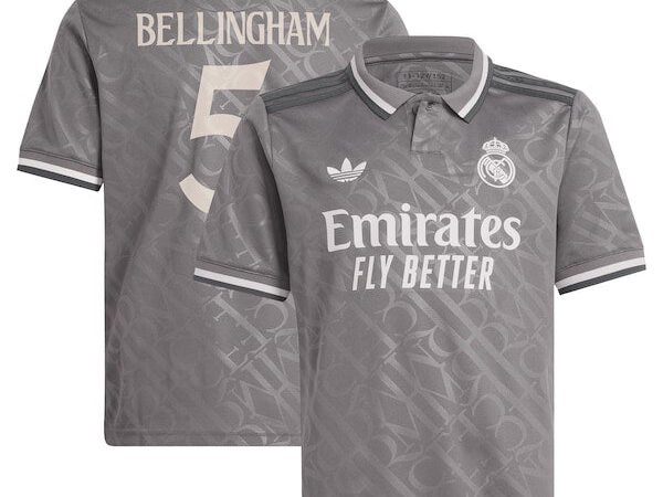 Jude Bellingham Los Merengues adidas Originals Youth 2024/25 Third Replica Player Jersey - Charcoal