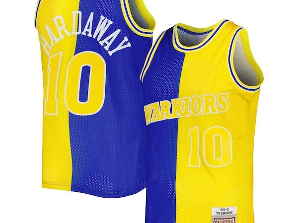 Tim Hardaway Golden State Warriors Hardwood Classics 1990/91 Split Swingman Jersey - Royal/Gold
