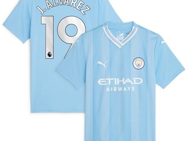Julián Álvarez Manchester City Puma Women's 2023/24 Home Replica Player Jersey - Sky Blue