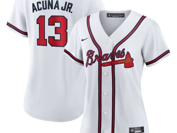 Ronald Acuna Jr. Atlanta Braves Nike Women's Home Replica Player Jersey - White/Navy