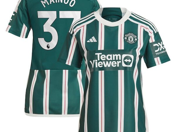 Kobbie Mainoo Manchester United adidas Women's 2023/24 Away Replica Player Jersey - Green/Red