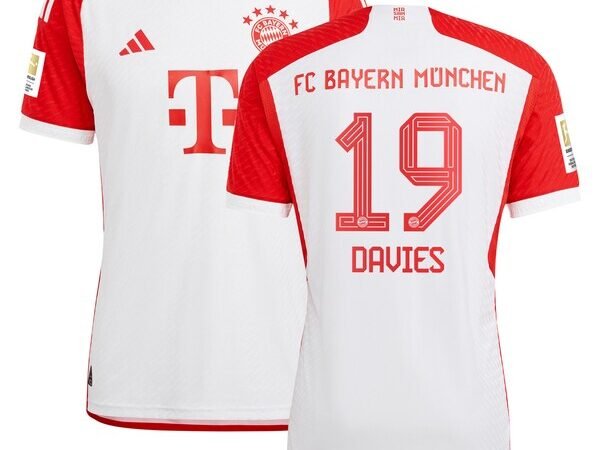 Alphonso Davies Bayern Munich adidas 2023/24 Home Authentic Jersey - White/Black