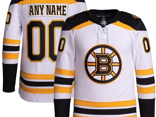 Boston Bruins adidas  Away  Primegreen Authentic Custom Jersey - White