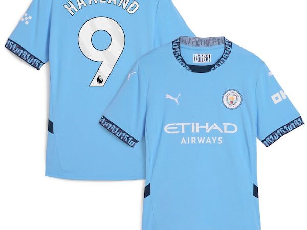 Erling Haaland Manchester City Puma Women's 2024/25 Home Replica Player Jersey - Light Blue
