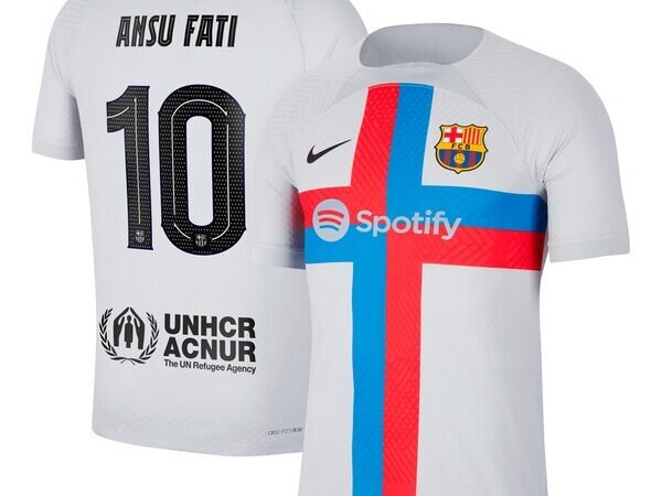 Ansu Fati Barcelona Nike 2022/23 Third Vapor Match Authentic Player Jersey - Gray