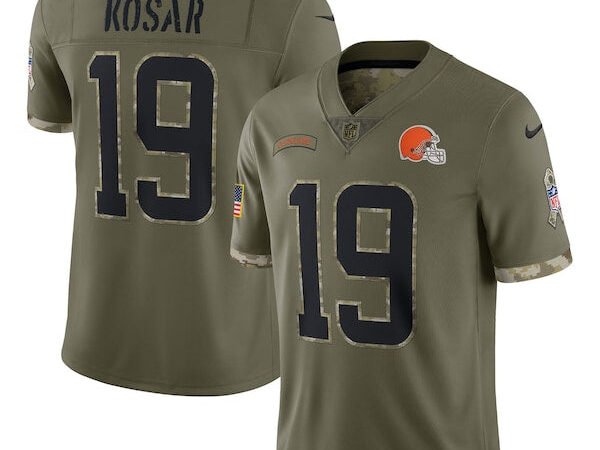 Bernie Kosar Cleveland Browns 2022 Salute To Service Retired Player Limited Jersey - Olive
