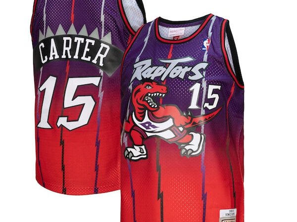 Vince Carter Toronto Raptors 1998/99 Hardwood Classics Fadeaway Swingman Player Jersey - Red/Purple