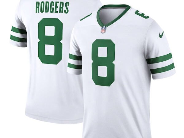 Aaron Rodgers New York Jets Nike Men's Alternate Legend Player Jersey - Spotlight White/Black/Green