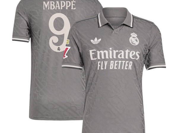 Kylian Mbappé Los Merengues adidas Originals 2024/25 Third Authentic Player Jersey - Charcoal