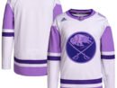 Buffalo Sabres adidas Hockey Fights Cancer Primegreen Authentic Blank Practice Jersey - White/Purple
