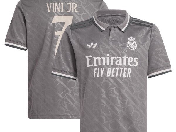 Vini Jr. Los Merengues adidas Originals Youth 2024/25 Third Replica Player Jersey - Charcoal