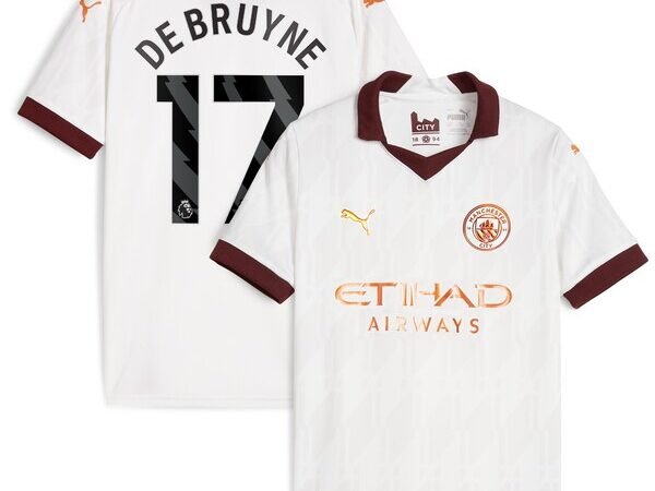 Kevin De Bruyne Manchester City Puma Youth 2023/24 Away Replica Jersey - White