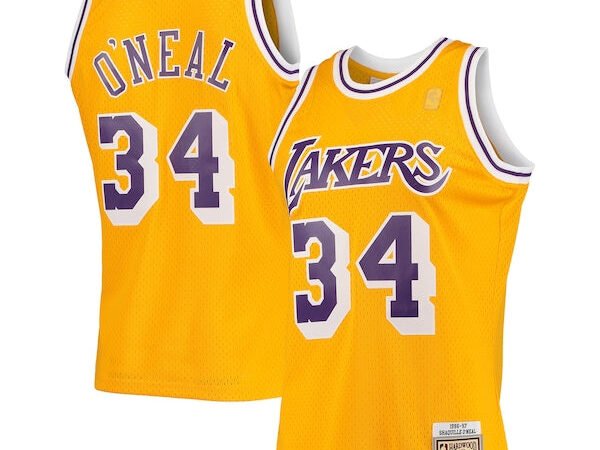 Shaquille O'Neal Los Angeles Lakers  1996/97 Hardwood Classics Swingman Jersey - Gold/Purple/Royal