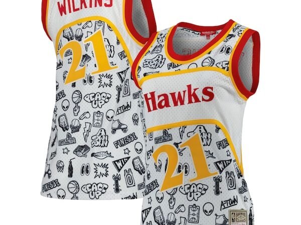 Dominique Wilkins Atlanta Hawks Women's 1986 Doodle Swingman Jersey - White